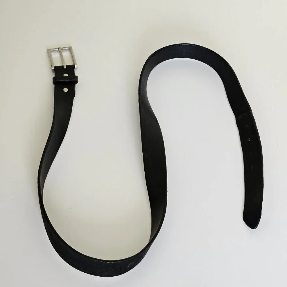 Keldon Belt Men 42 Black Genuine Leather Metal Buckle Made In Canada Vtg Classic